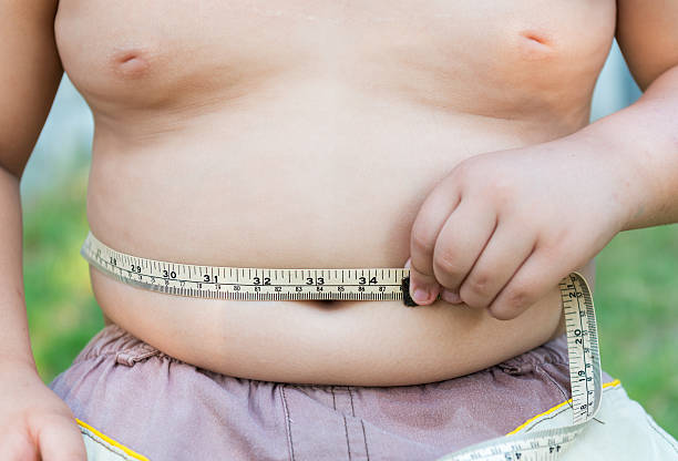 istock Fat boy measuring his belly. 516187186