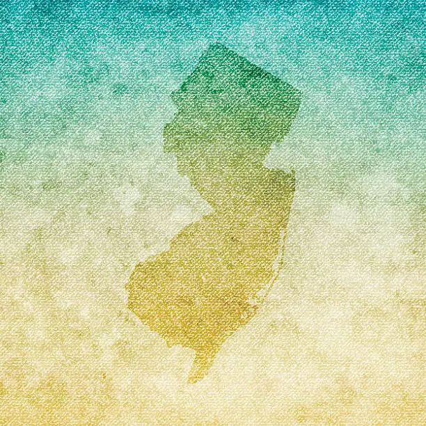 Vector illustration of New Jersey Map on grunge Canvas Background