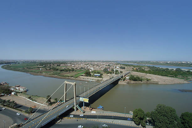 Aerial view of View of the Nile and Tuti island, Khartoum Panoramic view of Khartoum, Sudanese capital city khartoum stock pictures, royalty-free photos & images