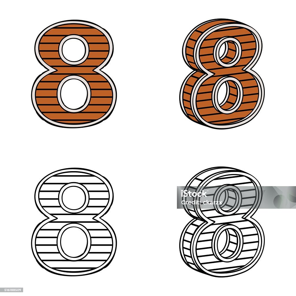 Number Eight Block Drawing Number Eight Stock Illustration - Download Image Now - Cut Out ...