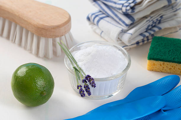 istock Eco-friendly natural cleaners Vinegar, baking soda,  lemon and 516188593