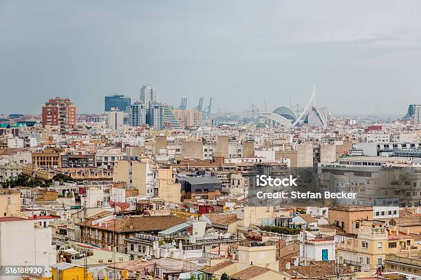 Cityscape Of Valencia Spain Stock Photo - Download Image Now - Ciutat de les Arts i les Ciències, Aerial View, Architecture