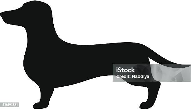 Dachshund Dog Vector Black Silhouette Stock Illustration - Download Image Now - Dachshund, In Silhouette, Vector
