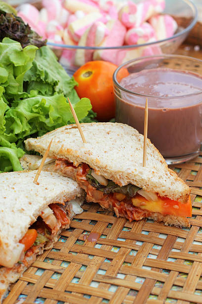 istock Hot chocolate and marshmallows pink tuna sandwich. 516192527