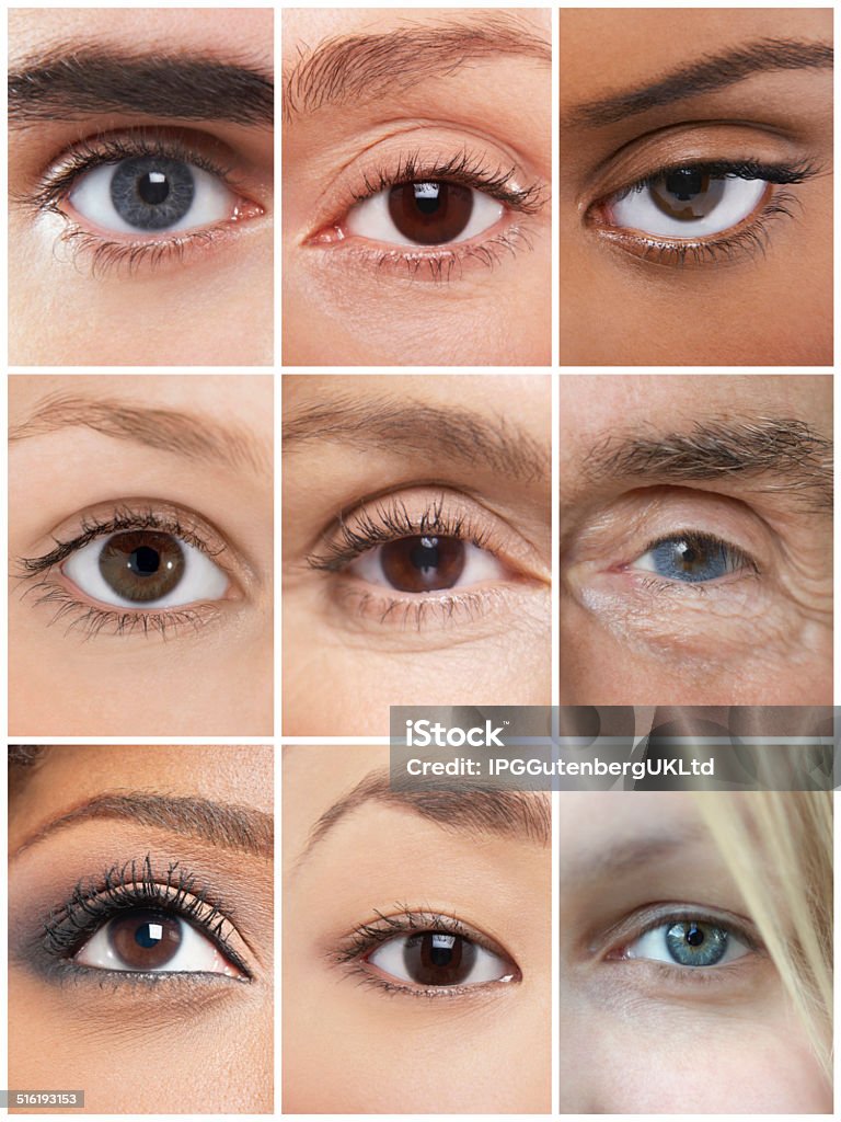 Collage of human eyes Blue Eyes Stock Photo