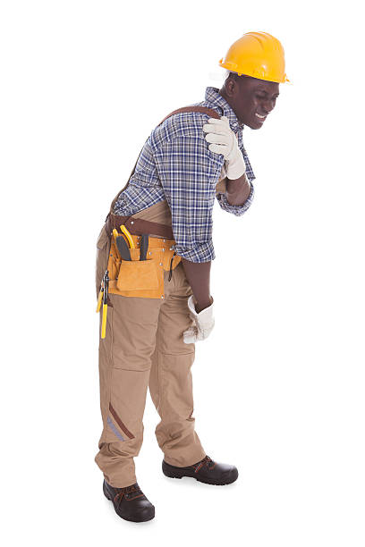 Profile of a manual worker drilling