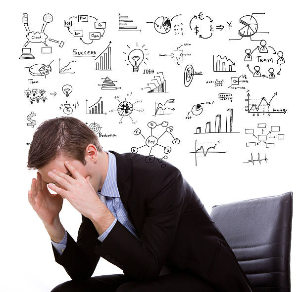 istock Young business man think and planning with graph 516194315