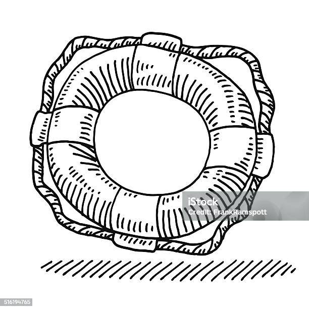 Lifebuoy Rescue Drawing Stock Illustration - Download Image Now - Assistance, Help - Single Word, Support