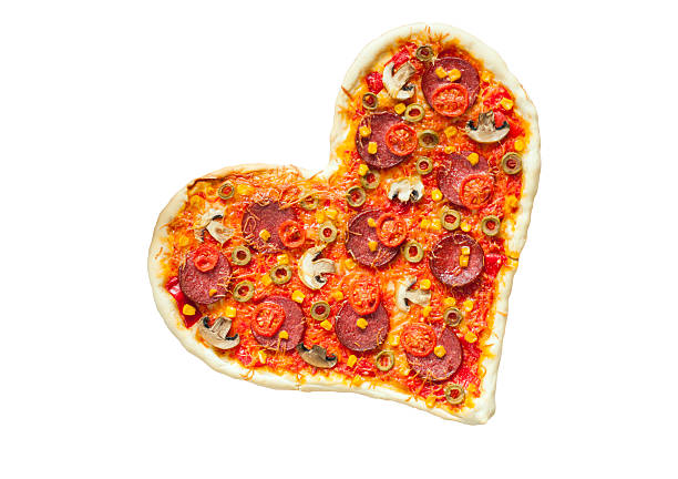 istock Pizza heart shaped with pepperoni, isolated on white background 516205178