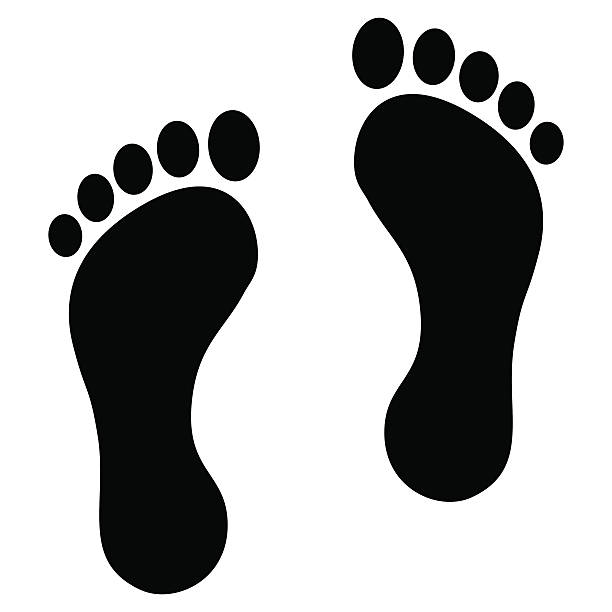 Man feet icons set Vector icons set of footprint isolated on white human foot stock illustrations