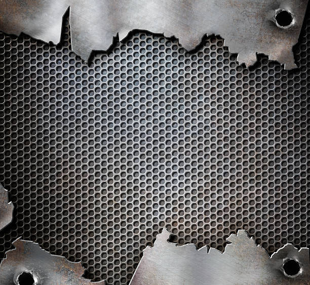 istock grunge metal background with bullet holes 516206500