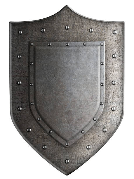 istock Big medieval coat of arms metal shield isolated 516206810
