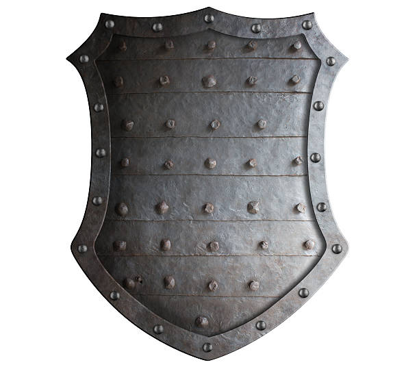 istock Old forged medieval shield with rough spikes isolated 516208272