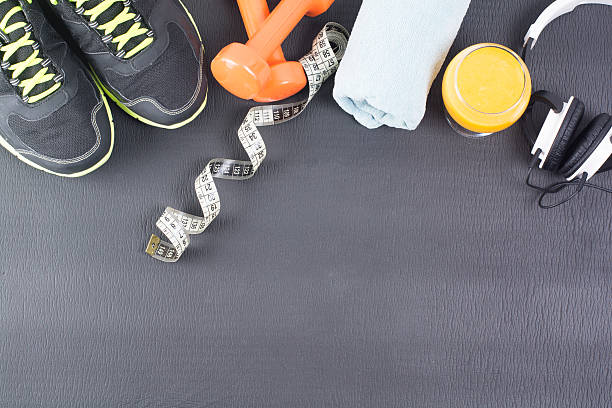 Diet concept with sport equipment