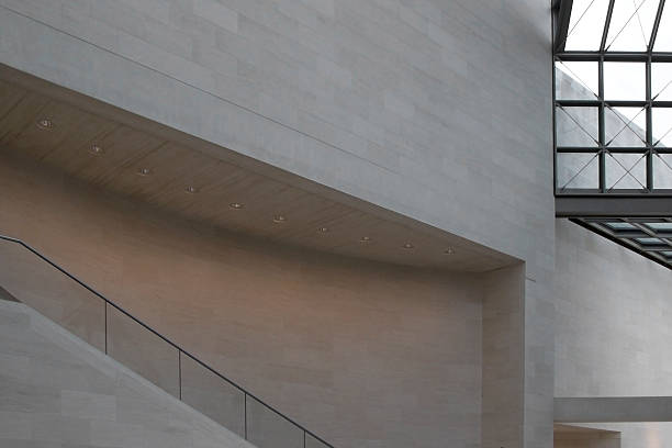 istock Staircase hall fragment with gray granite wall 516210148