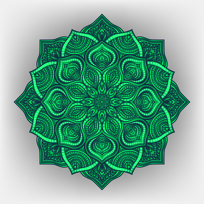 green floral round ornament - vector illustration. eps 8