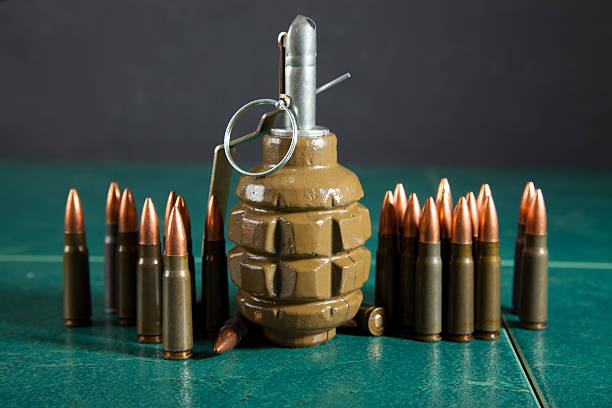 Soviet hand grenade of WW2,standart rifle cartridges (left) and cartridges anti-tank rifle