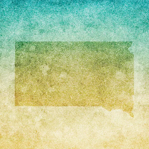Vector illustration of South Dakota Map on grunge Canvas Background