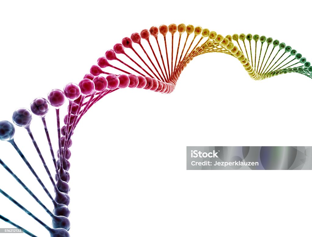 ADN multi couleur isolé sur fond blanc - Photo de ADN libre de droits