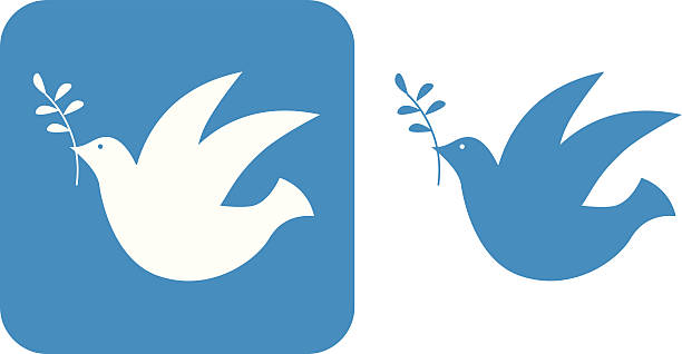 Blue Peace Dove Icons Vector illustration of two peace dove icons. olive branch stock illustrations