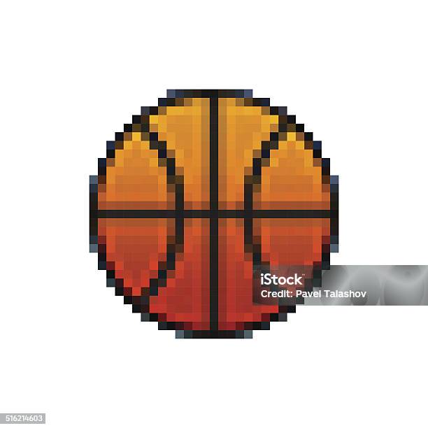 Pixel Basketball Stock Illustration - Download Image Now - Circle, Computer Graphic, Equipment