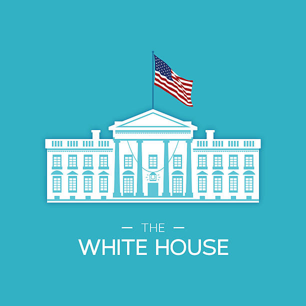 The White House The white house concept illustration with American flag. EPS 10 file. Transparency effects used on highlight elements. american flag house stock illustrations