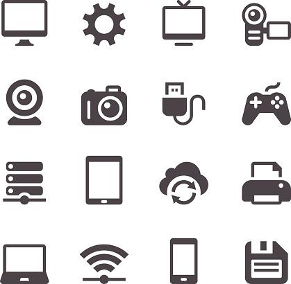 Set of 16 device vector icons. Easy resize.