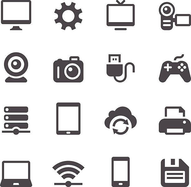 Device Icons Set of 16 device vector icons. Easy resize. computer connector stock illustrations