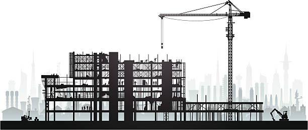 비계 - silhouette crane construction construction site stock illustrations