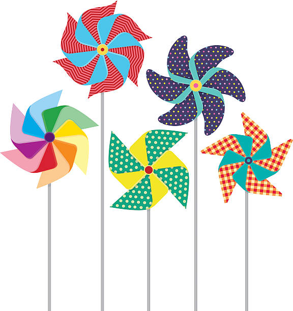 Pinwheels Windmills Colorful, patter, pinwheels, windmills. High resolution JPG, PDF, PNG (transparent background) and AI files available with this download. colorful paper windmill toy stock illustrations