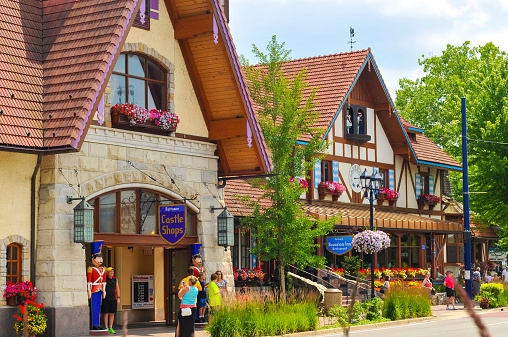 Frankenmuth, MI, USA - June 28, 2014: The Bavarian Inn, on Main Street in the heart of Frankenmuth, has expanded over the decades to include several dining rooms, lodging, and an array of gift shops--all bringing a taste of Bavaria to the American Midwest.