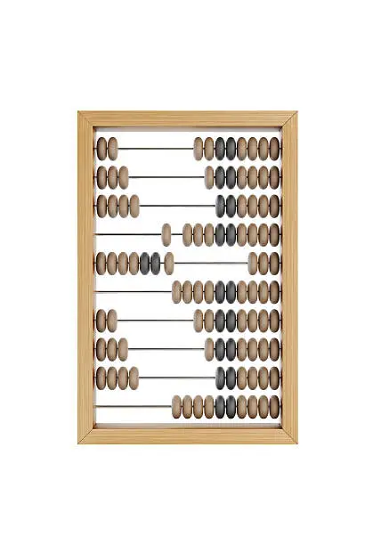 Old style wood abacus isolated on white background. Clipping path is included. Great use for educational and finance concepts.