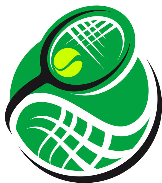 ilustrações de stock, clip art, desenhos animados e �ícones de bola de tênis e raquete ícone - tennis wimbledon award sign