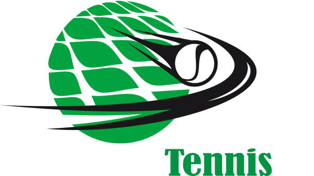ilustrações de stock, clip art, desenhos animados e ícones de bola de ténis aceleração através de uma rede - tennis wimbledon award sign