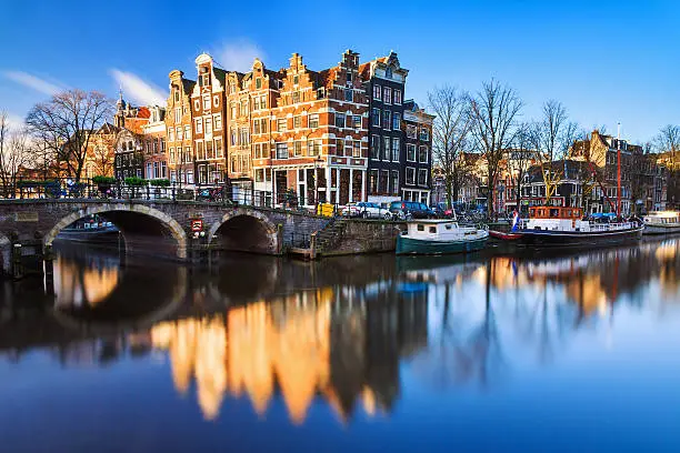 Beautiful image of the UNESCO world heritage canals the 'Brouwersgracht' en 'Prinsengracht (Prince's canal)' in Amsterdam, the Netherlands