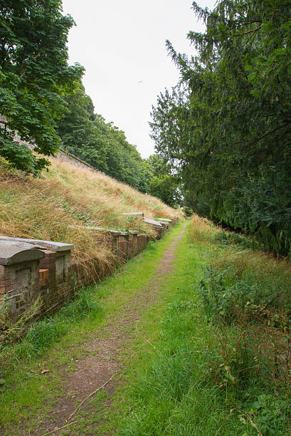 Public Path Through An Unused Cemetery stock photo