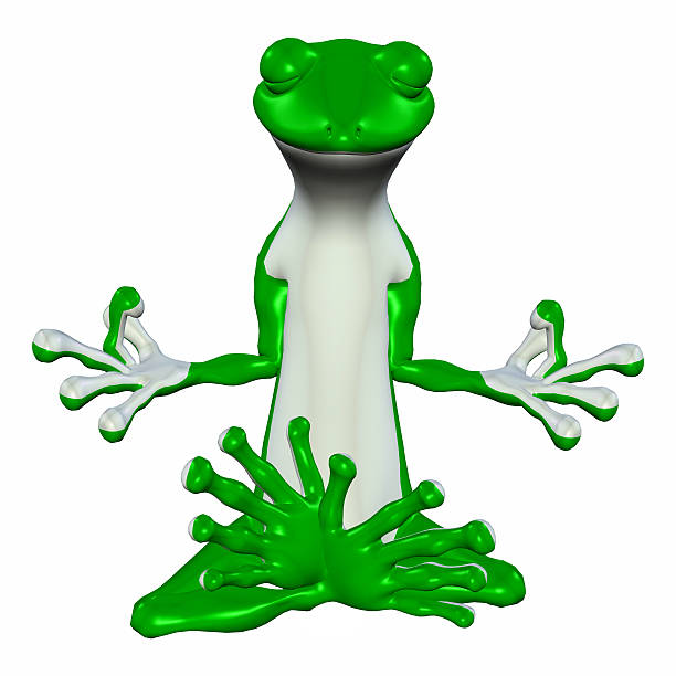 istock Illustration of a meditating green lizard 516232115
