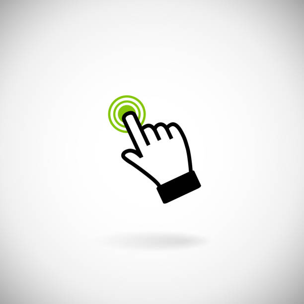 Sign emblem Sign emblem vector illustration. Hand with touching a button or pointing finger. clicking screen stock illustrations
