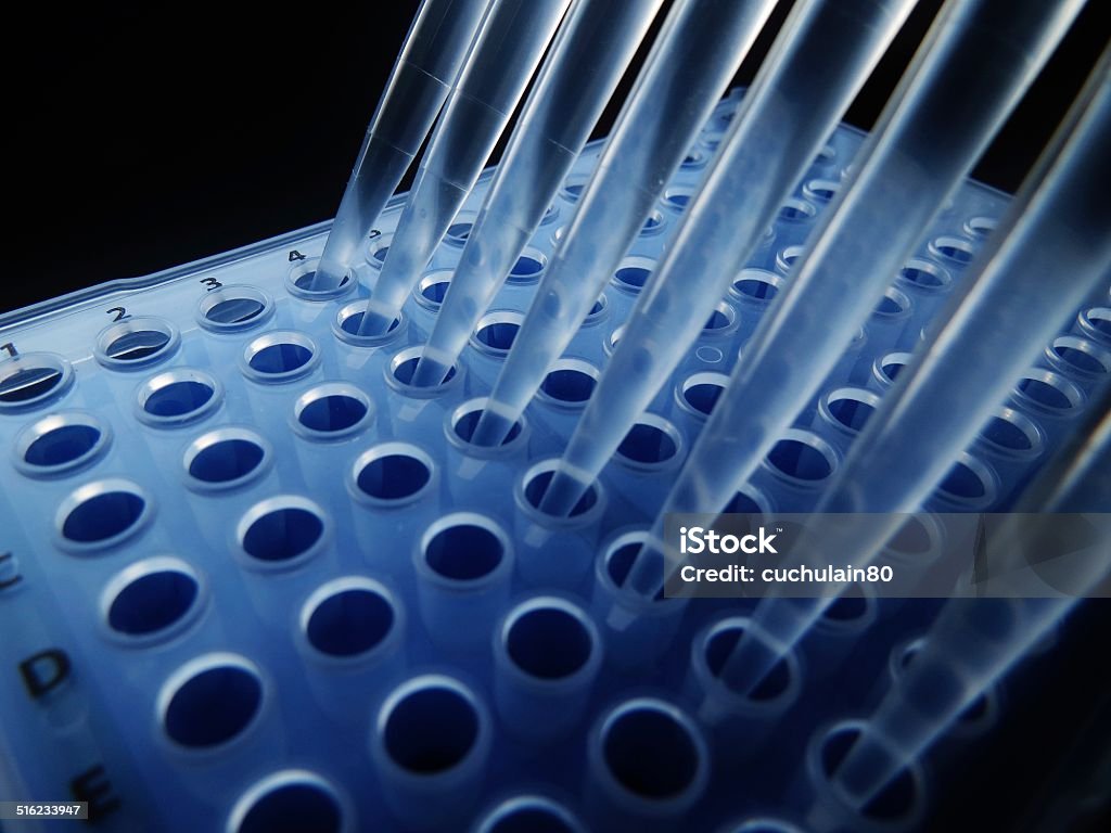 PCR Plate purifying DNA for sequencing analysis Biotechnology Stock Photo