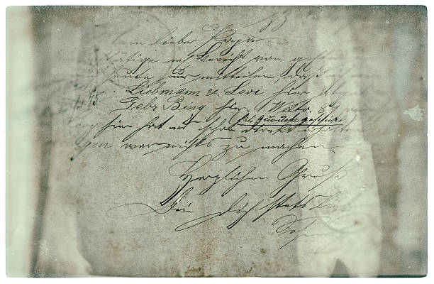 istock old letter with handwritten text. grunge paper background 516234789