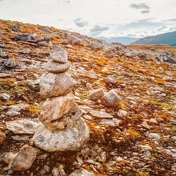 Photo of Stack Of Rocks On Norwegian Mountain, Norway Nature