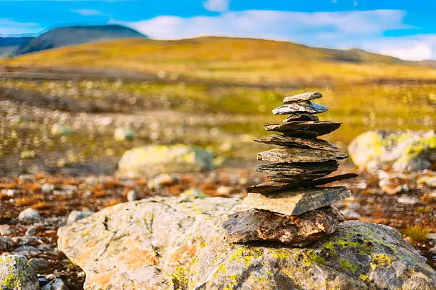 Photo of Stack Of Rocks On Norwegian Mountain, Norway Nature