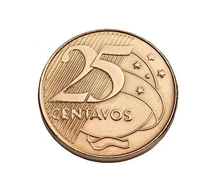 Brazilian currency - ten cents - on white background