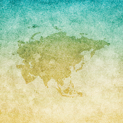 Asia Map on grunge Canvas Background