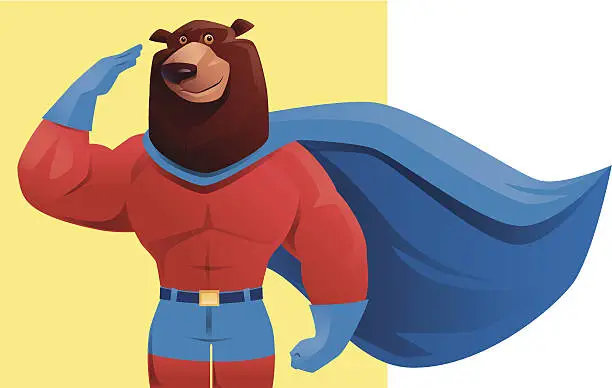 Vector illustration of super hero bear