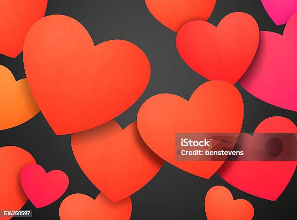 Paper Hearts On Black Stock Photo - Download Image Now - Bonding, Cardboard, Computer Graphic