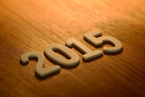 2015 New year text on wood plank