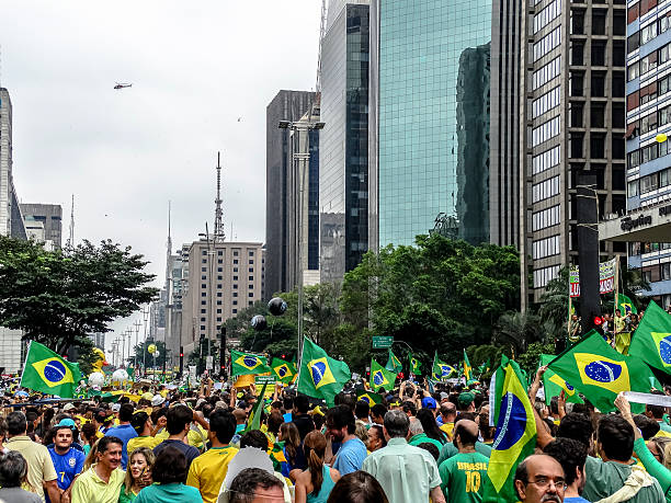Protesters in  Brazil against President Dilma Rousseff (10) stock photo