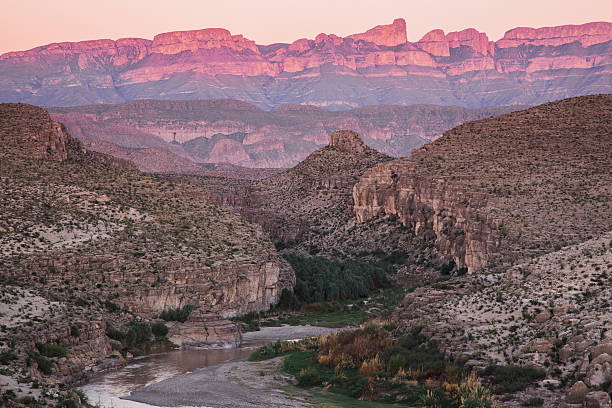 The Rio Grande and Sierra del Carmens stock photo