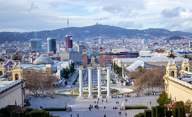 istock High angle view of Espana square in Barcelona, Spain 516259044